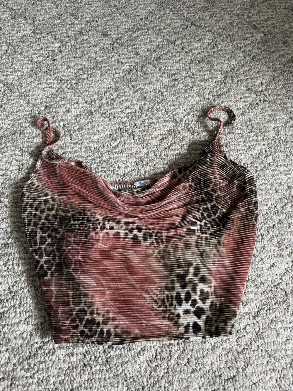 Fashion Nova Rust Leopard Cowl Neck Crop Cami
